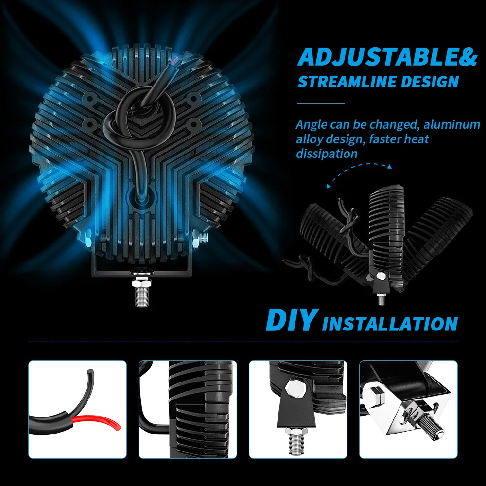 4.7 بوصة أضواء العمل المستديرة 9-32 فولت 45 واط السيارات LED على الطرق الوعرة مركبة تعديل الكاشف رصف ATV SUV 5X5 قارب جيب المصابيح الأمامية