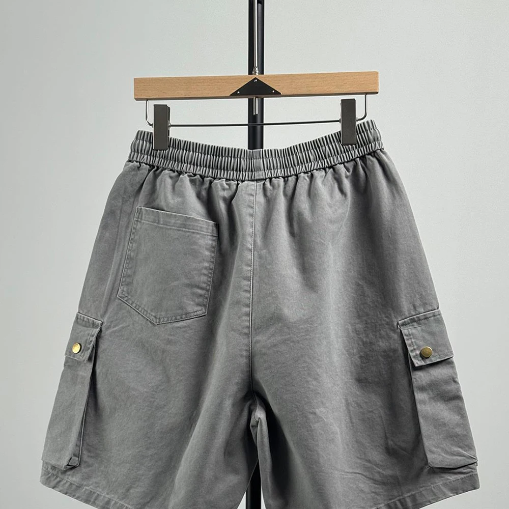 Mens Cargo Multi-Pocket Plain Casual Shorts Streetwear Fashion Youth Daily Function Versatile Shorts Men'S Clothing 2026 New