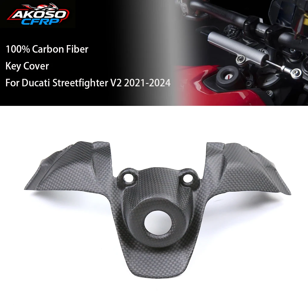 For Ducati Streetfighter V2 2021-2024 Carbon Fiber Fairing Switch Key Cover Ignition Keychain Guard Motorcycle Accessories