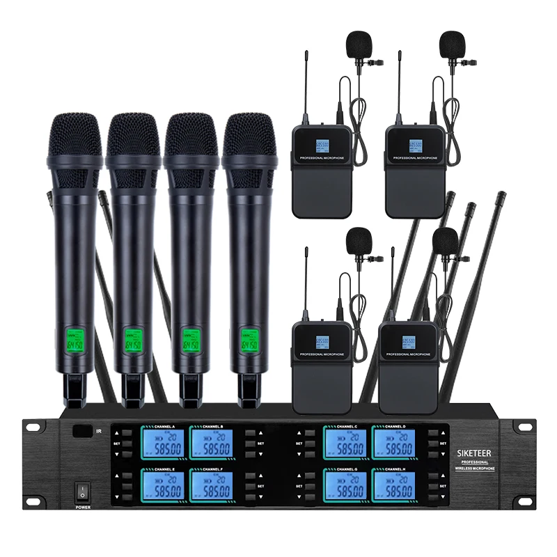 ميكروفون لاسلكي احترافي UHF، ميكروفون مكثف فوق الأذن، مناسب لعروض المسرح وكلام الكنيسة.