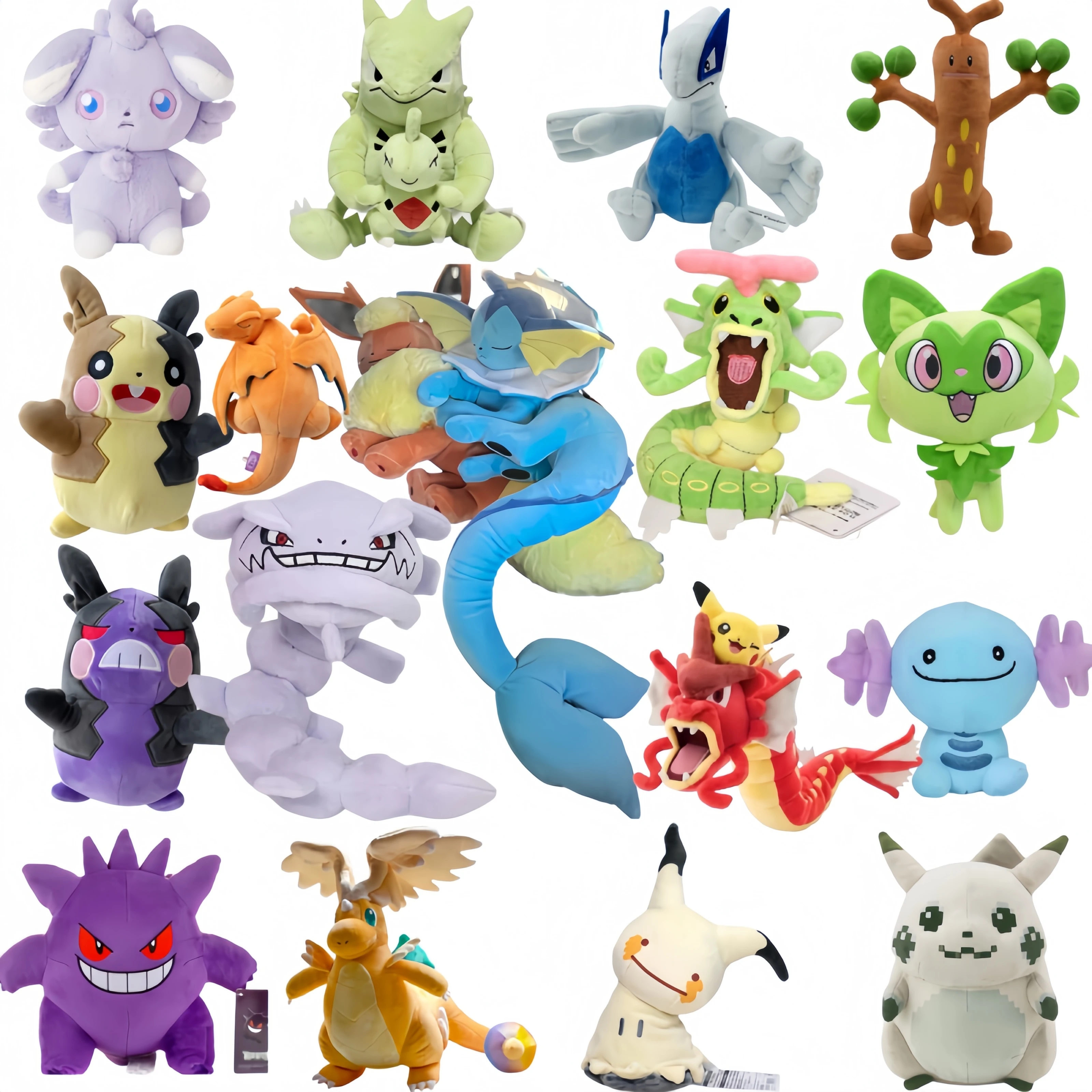 

Pokemon Espurr Plush Caterpie Gyarados Vaporeon Mimikyu Steelix Dragonite Morpeko Gengar Lugia Wooper Sudowoodo Stuffed Toys