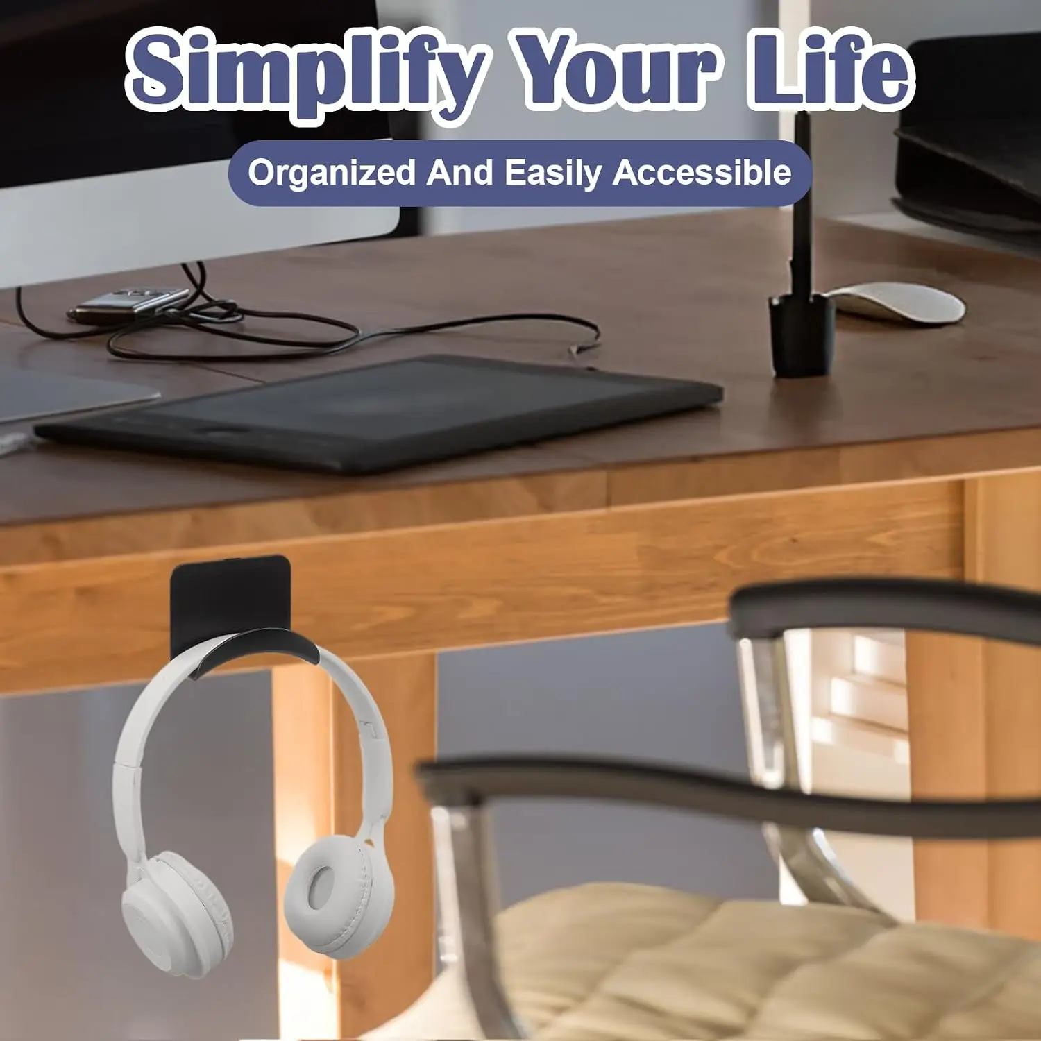 Universal Headphone Stand Adhensive Plastic Wall Mount Hanger Under Desk Headset Rack Holder Support for Gaming Earphone Bracket