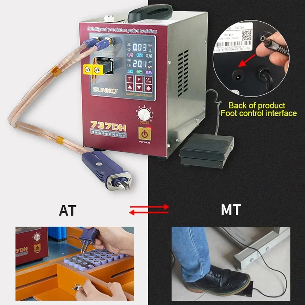 SUNKKO 737DH Spot Welding Machine 4.3KW High Power 18650 Spot Welder Battery Welding Nickel strip Hand-held Pulse Touch Welder