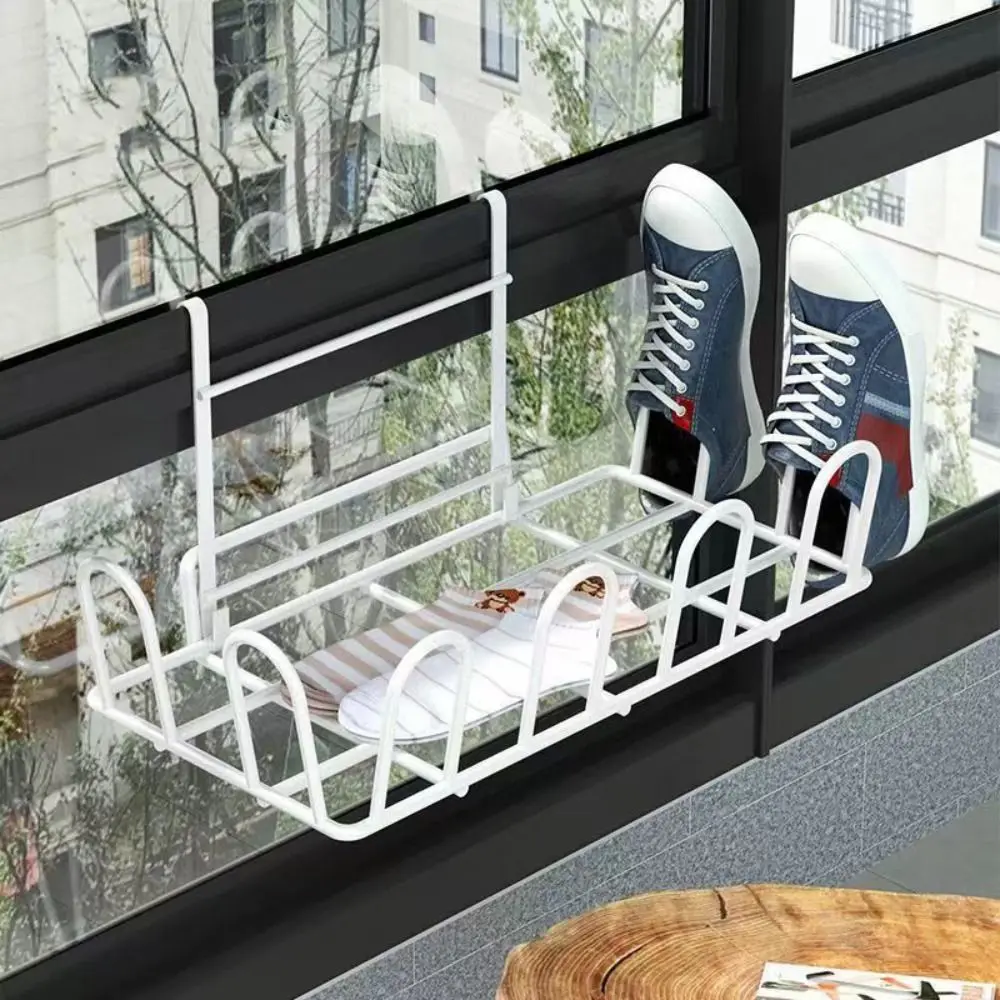 Balcony Drying Shoe Rack Artifact Anti-theft Window Guard Railing Window Drying Clothes Rack Window Sill Drying Sandals Shelf