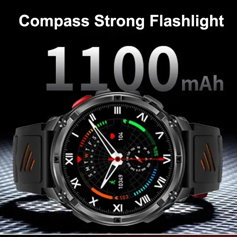 

1100mAh Smart Watch Men Women Outdoor Sports Wrist Watch LED Flashlight Compass BT Call Wrist Watch Health Tracker Smartwatch