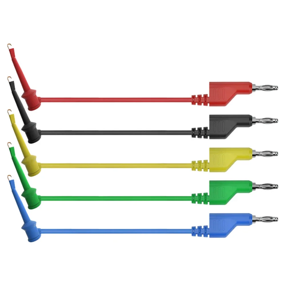 

Test Leads Kit 5Pcs 4MM Banana Plug to Test Hook Clip Multimeter Leads Stackable Cable Wire 1M Easy to Use Reliable Performance