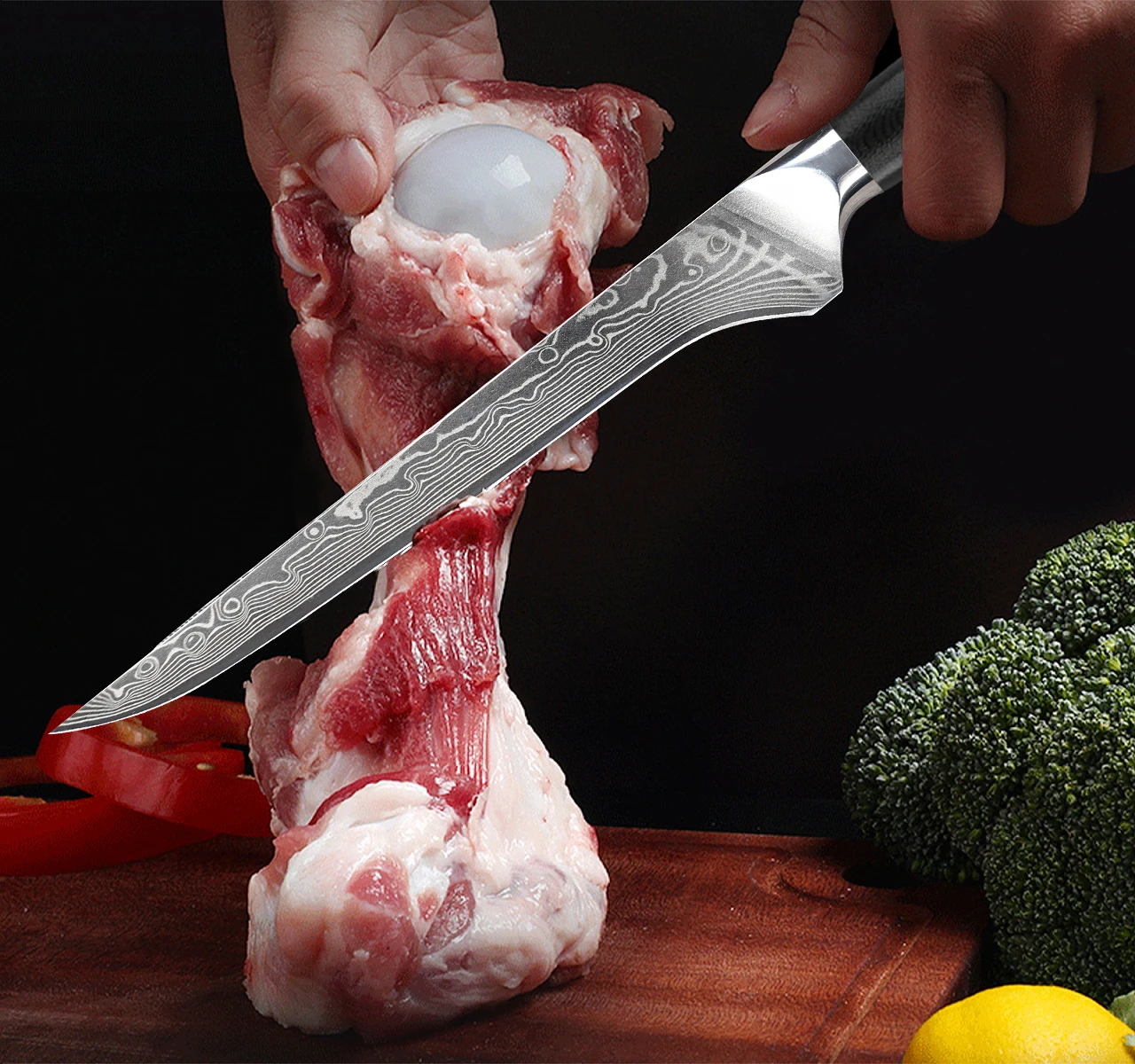 6 Inch Professional Japanese Boning Knife Damascus Steel Blade Razor Sharp Kitchen Deboner Knife Full Tang G10 Handle