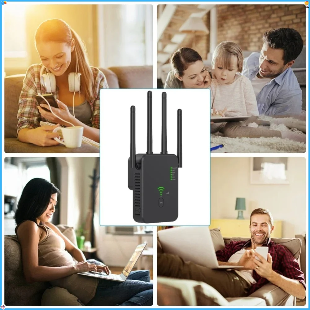 WPS راوتر 1200Mbps مكرر واي فاي لاسلكي 802.11ac جيجابت واي فاي مكبر للصوت واي فاي محسن إشارة ثنائي النطاق 2.4G 5G موسع واي فاي