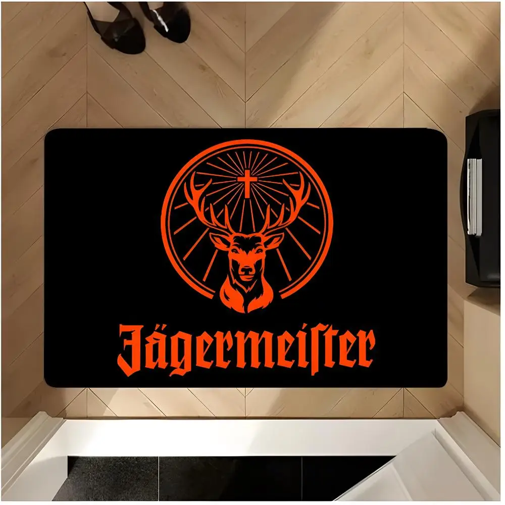 Brand Alcohol J-Jagermeister Floor Mat Non Slip Washable Flannel Doormat Water Absorbent Indoor Floor Carpet Rug