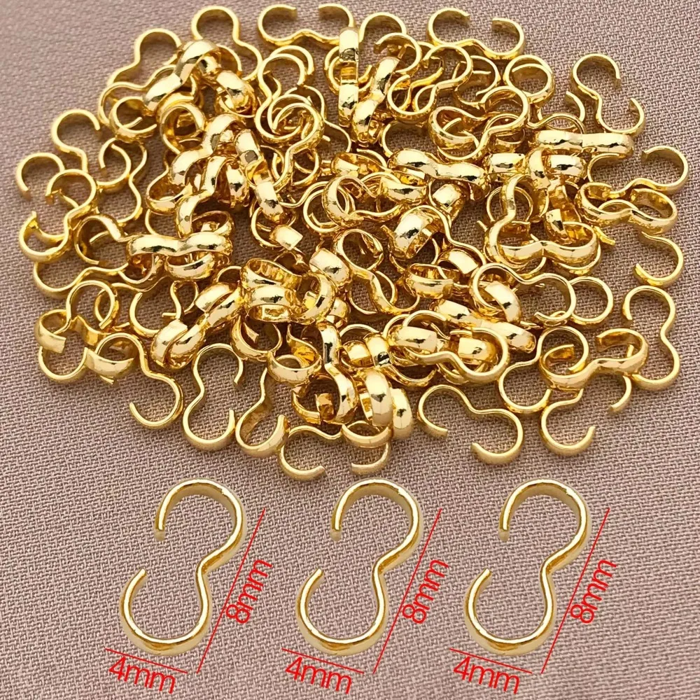 10 шт., 18 К, медная пряжка с 3 символами, натуральное золото, ювелирные аксессуары «сделай сам», открытая толстая серебристая соединительная пряжка