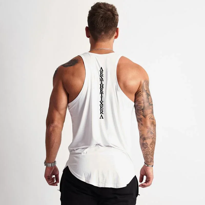 Muscleguys Solid Clothing Gym Stringer Tank Top Men Bodybuilding and Fitness Singlets Muscle Vest sleeveless shirt men
