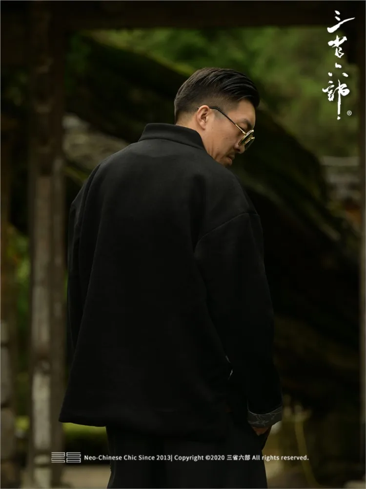 New Chinese plain wool coat for men