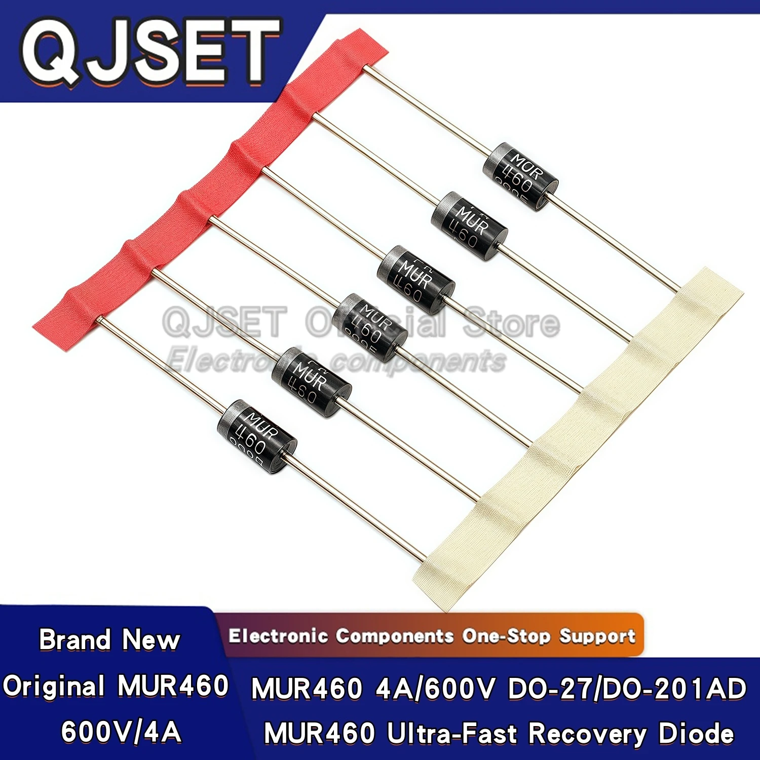 20 Pcs High-Efficiency Rectifier Diodes MUR460 4A/600V DO-27/DO-201AD DIP Through-Hole Ultra-Fast Recovery Diodes Mur460RLG 600V
