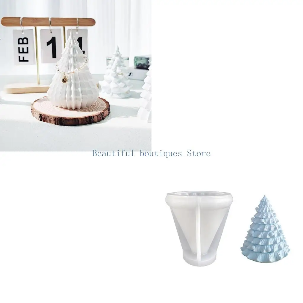 U4LF Delicate Christmas Tree Silicone Mold DIY Geometric Jewelry Holder Molds Aromatherapy Soap Casting Mould Handmade Gift