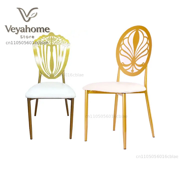 Hotel Furniture Luxury Gold Dining Chair Stainless Steel High Back Event Wedding Dining Chair
