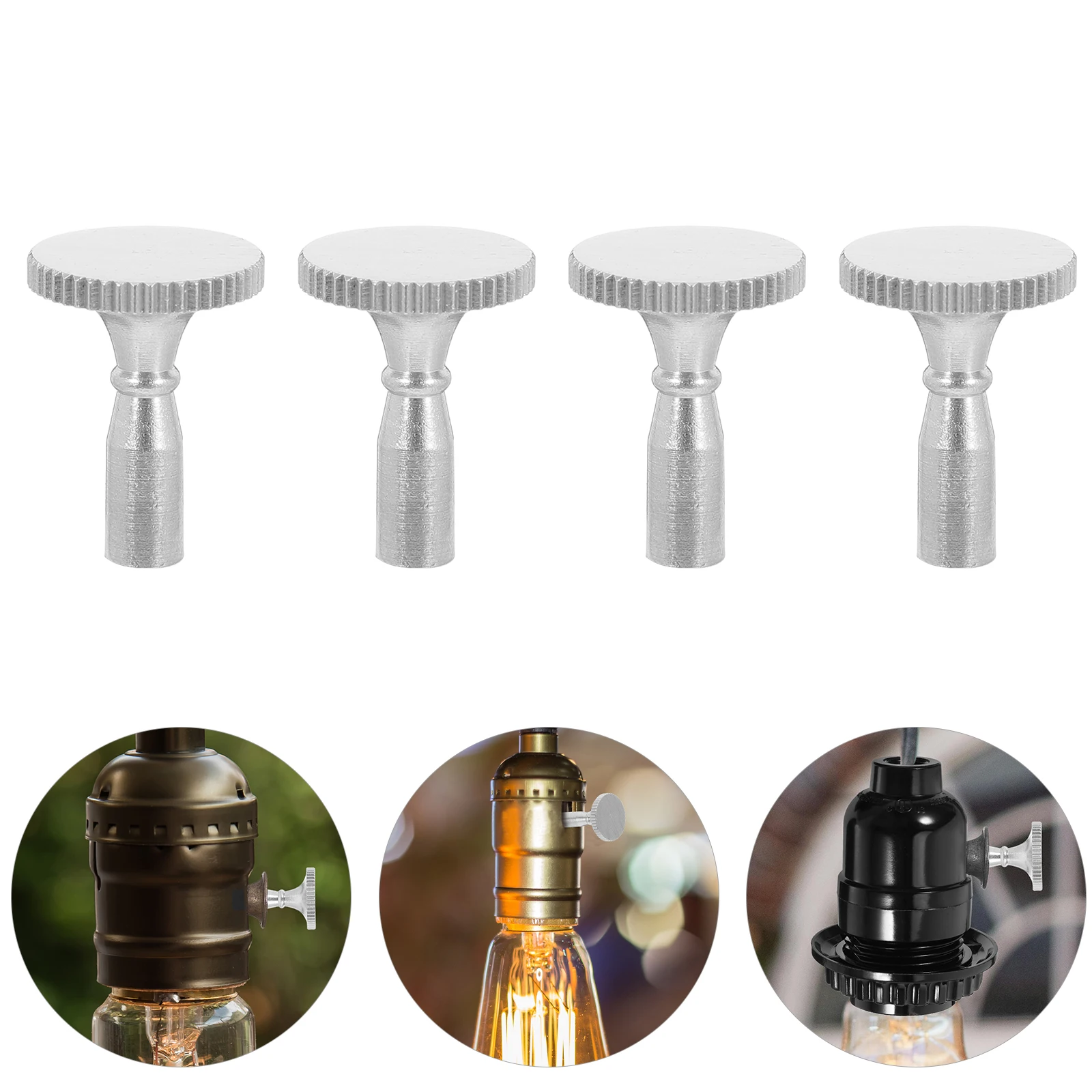 

4pcs Lamp Socket Knob Replacement Chrome Copper Material Universal Lamp Switch Turner Brightness Control For Chandeliers Wall