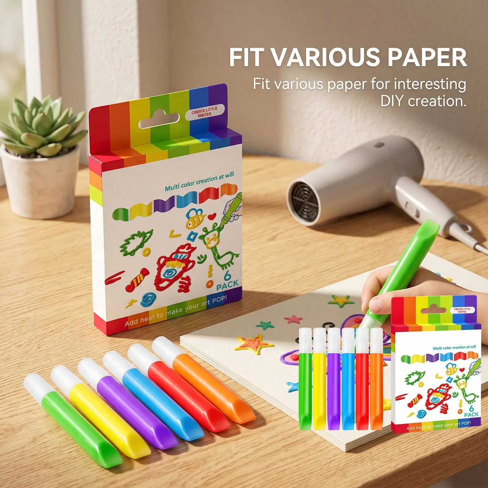 3D Bubble Paint Pen Heat Activated Popup Marker DIY Graffiti Drawing Pen Creative Handmade Card Decor Kids Christmas Gift