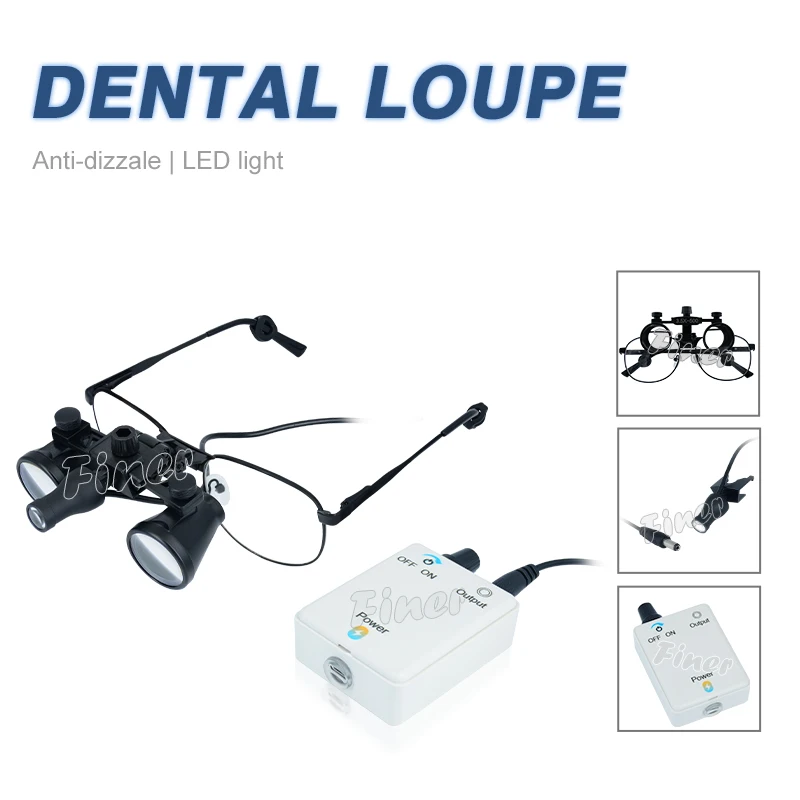 Finer Dental Magnifying Glass 3.5X Dental Loupes with Light Ergonomical Loupes Dental Professional Magnifying Glasses