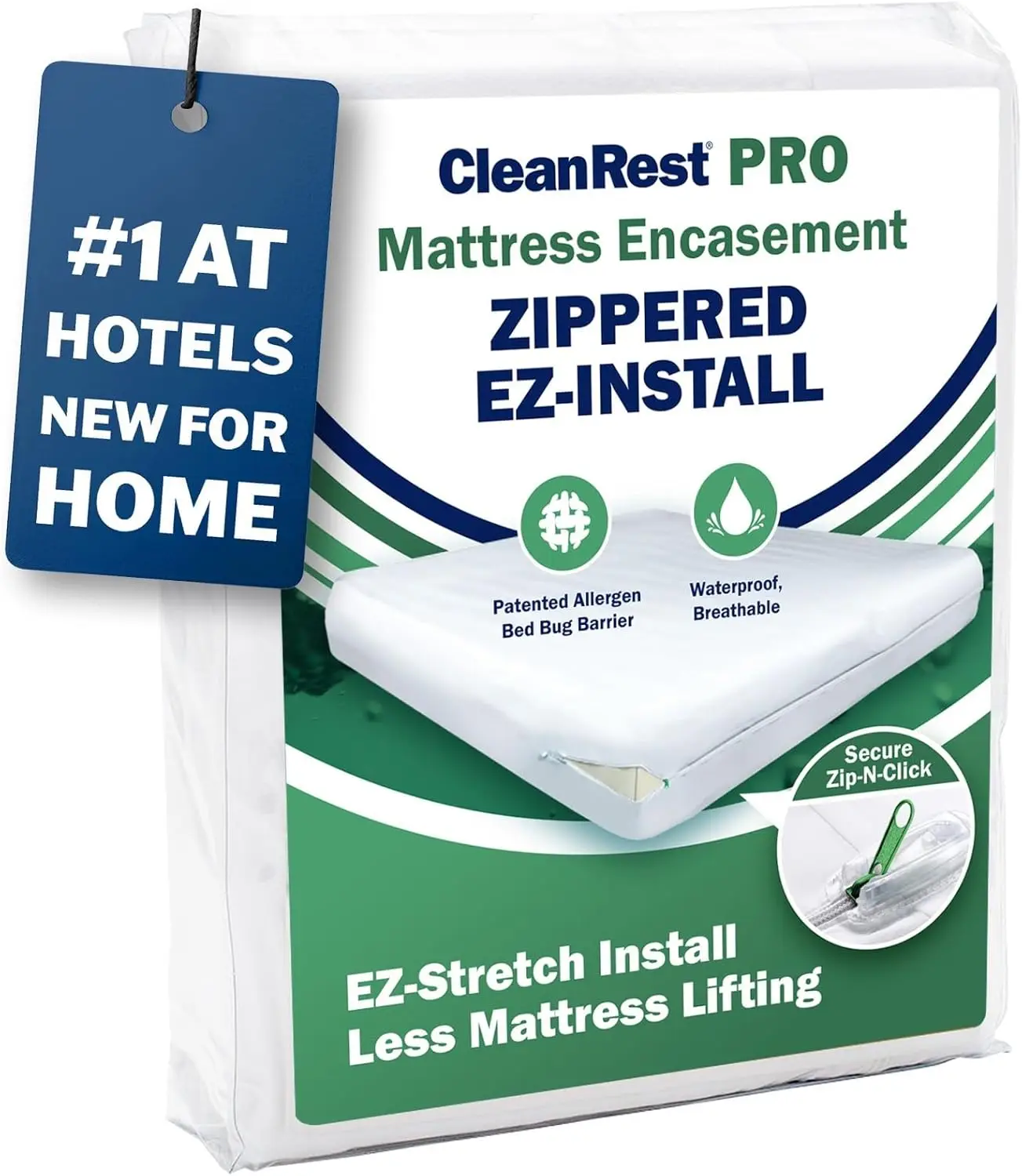 

Комод Cleanrest Pro Mattr (защита на молнии) с запатентованной застежкой-молнией-N-Cli для безопасной защиты от насекомых кровати — королева