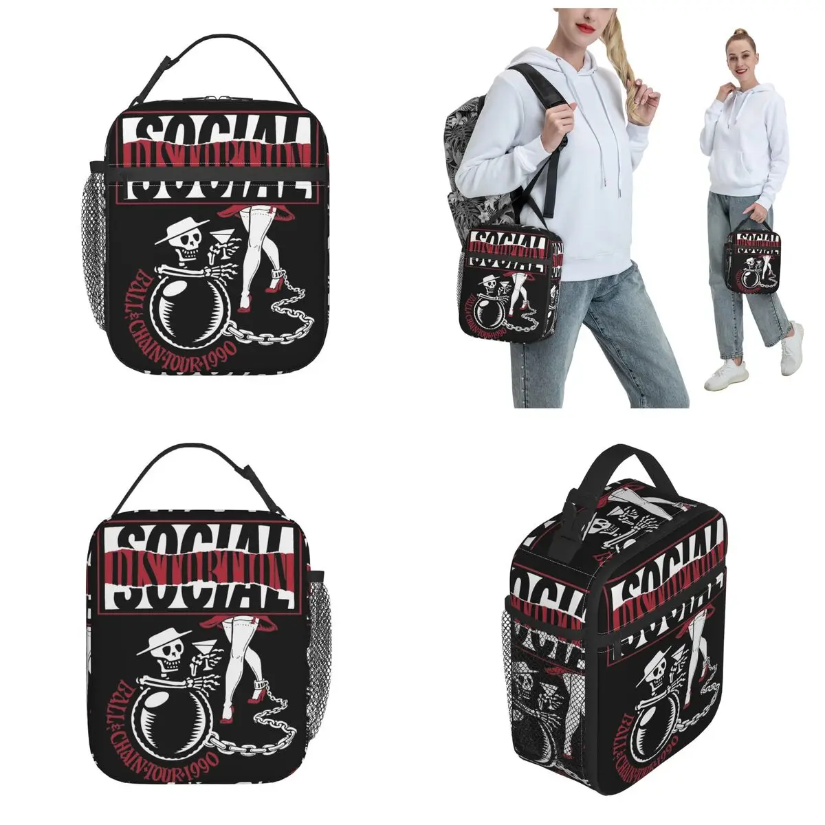 Insulated Lunch Bag Social Distortion Ball And Chain Tour 1990 Lunch Food Box Harajuku Thermal Cooler Lunch Box For Picnic