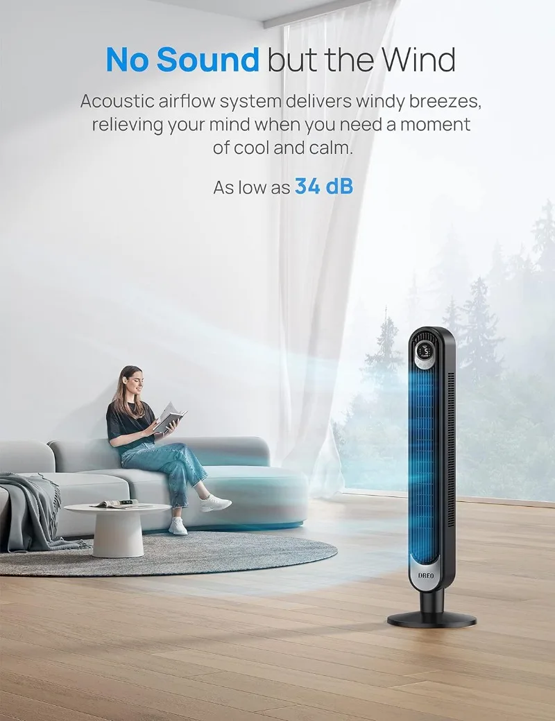 Dreo-ventilador de Torre inteligente con Control por voz, dispositivo oscilante sin aspas con Control remoto, temporizador de 12H, Cruiser Pro T1S