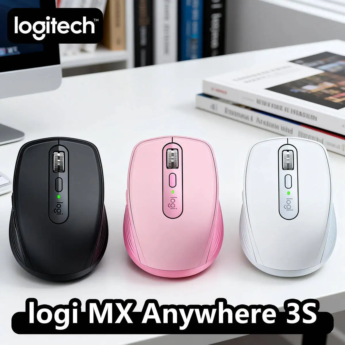 

Logitech MX Anywhere 3S Mouse - Wireless, 8000 DPI, MagSpeed, Logitech Flow, USB-C, 3-Device, Windows Logitech Mouse Collection