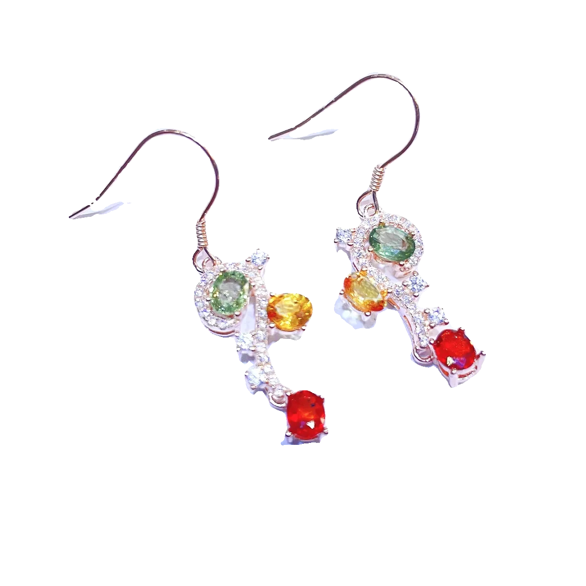 تصميم نمط الأحجار الكريمة إسقاط أقراط 6 قطع 4 مللي متر * 5 مللي متر مجموع 2.4ct أقراط الياقوت الأزرق الطبيعي مع 3 طبقات 18K طلاء الذهب #5