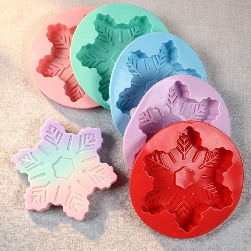 Christmas 3D Large Snowflake Gingerbread Man Reindeer Silicone Mold Chocolate Candy Cookie Mousse Cake Baking Candle Soap Mould