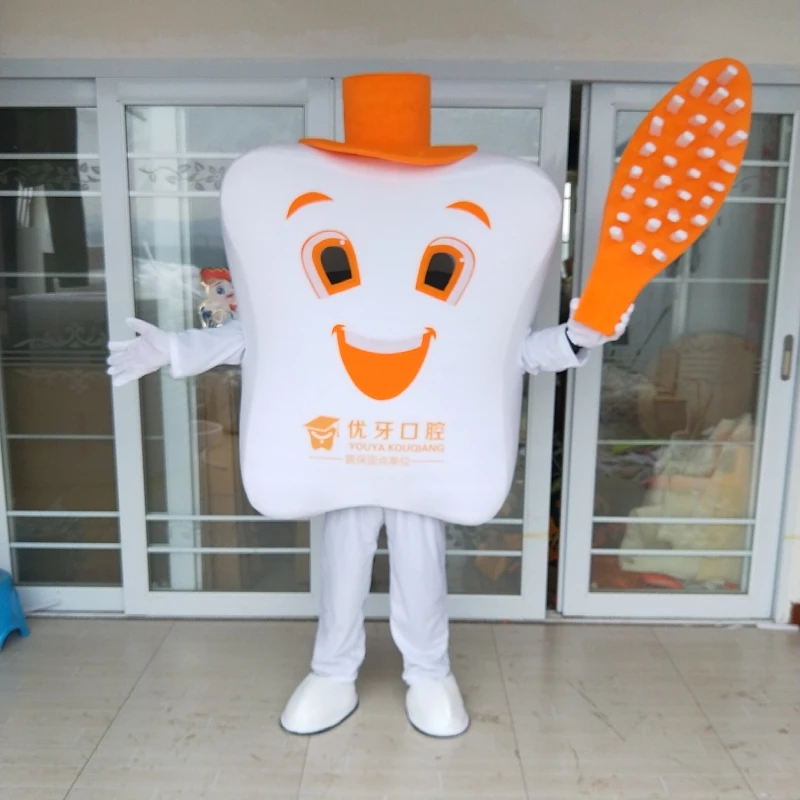 Tand mascotte kostuum tandarts tanden reclame rekwisieten tandheelkundige zorg cosplay pakken voor gezondheidsonderwijs rollenspel feest Halloween
