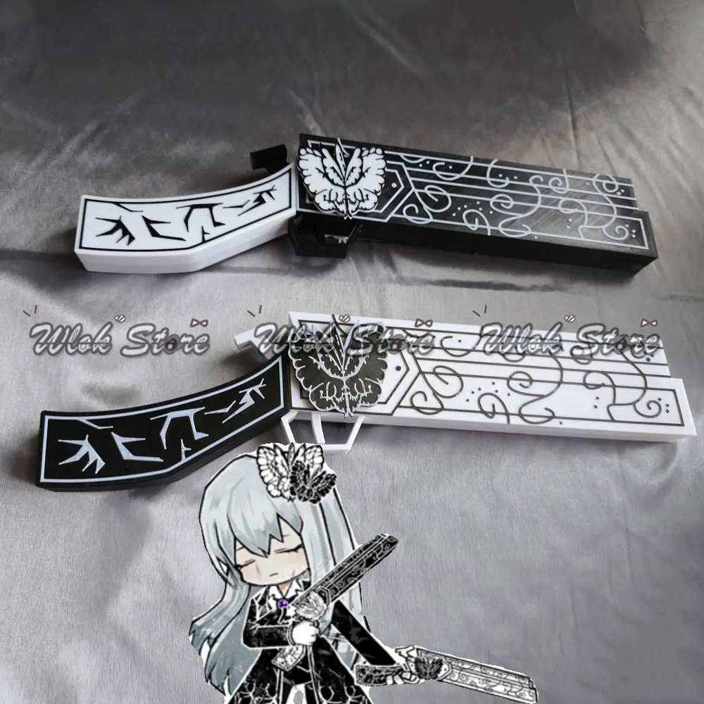 Juego de Anime Biblioteca de Ruina Angela, accesorios de Cosplay, pistola de mariposa blanca y negra, accesorios de juego de rol para fiesta de Halloween para hombres y mujeres