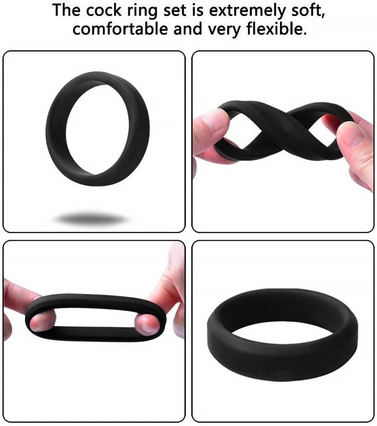 Silicone Penis Semen Lock Ring para homens, melhorar a ereção, atrasar a ejaculação, brinquedos sexuais, prepúcio, Adult Shop, 6 tamanhos