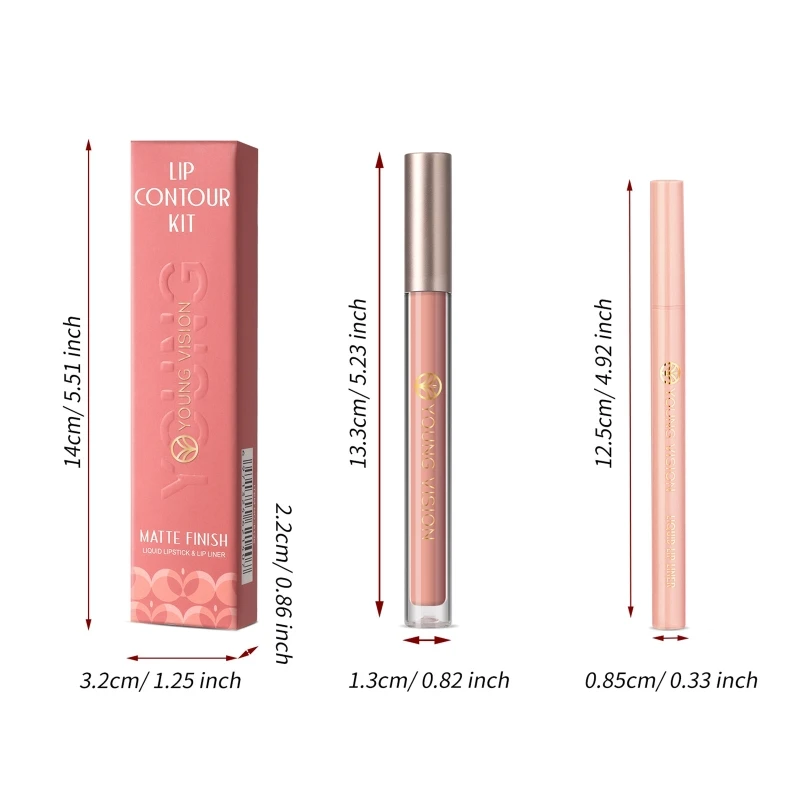 Son môi dạng lỏng Matte + Kẻ viền môi phù hợp Ones Step Lips Makeup Kits E1YD