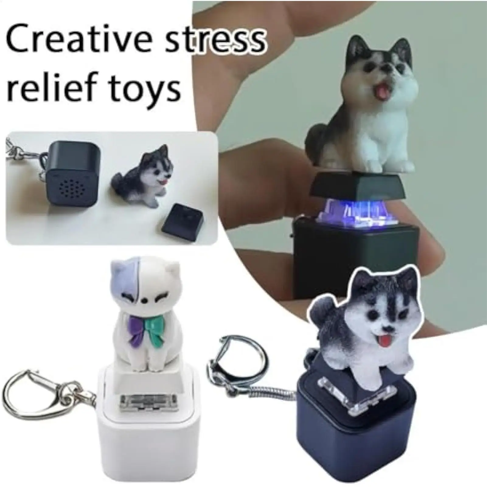 Tastatur Fidget Tragbare Katze Meow Hund Rinde Sound LED Lichter Stressabbau mit Lichtern für Erwachsene Jungen Mädchen Familie Reisen