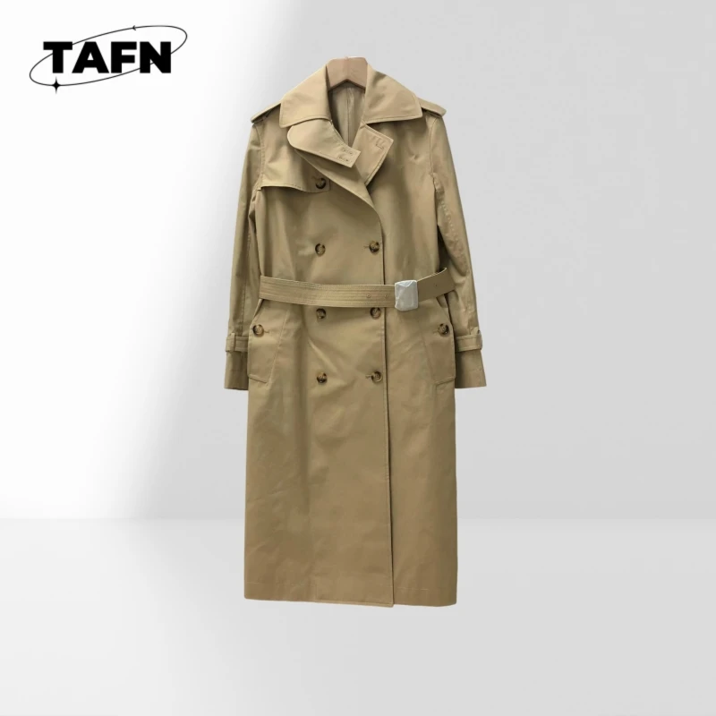Lightweight Autumn Coat for Female  Button Closure Windbreaker Coat for Women Lightweight Spring Trench Coat with BeltAG3032