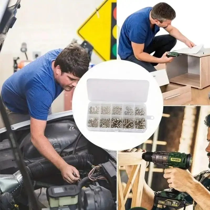 【CCA】320Pcs 304 Stainless Steel Hex Button Socket Head Cap Screw Hexagon Thread Machine Metric Nut Bolt Assortment Kit Set M2~M5
