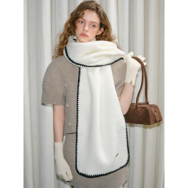 

Легкий роскошный модный простой шарф в корейском стиле, женский зимний теплый шарф, однотонный универсальный шаль, роскошный женский шарф