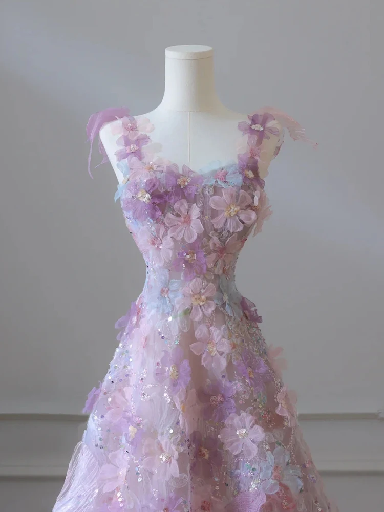 Vestido De quinceañera con tirantes finos, traje Floral De princesa con apliques De encaje, talla grande, hecho a medida, 2023