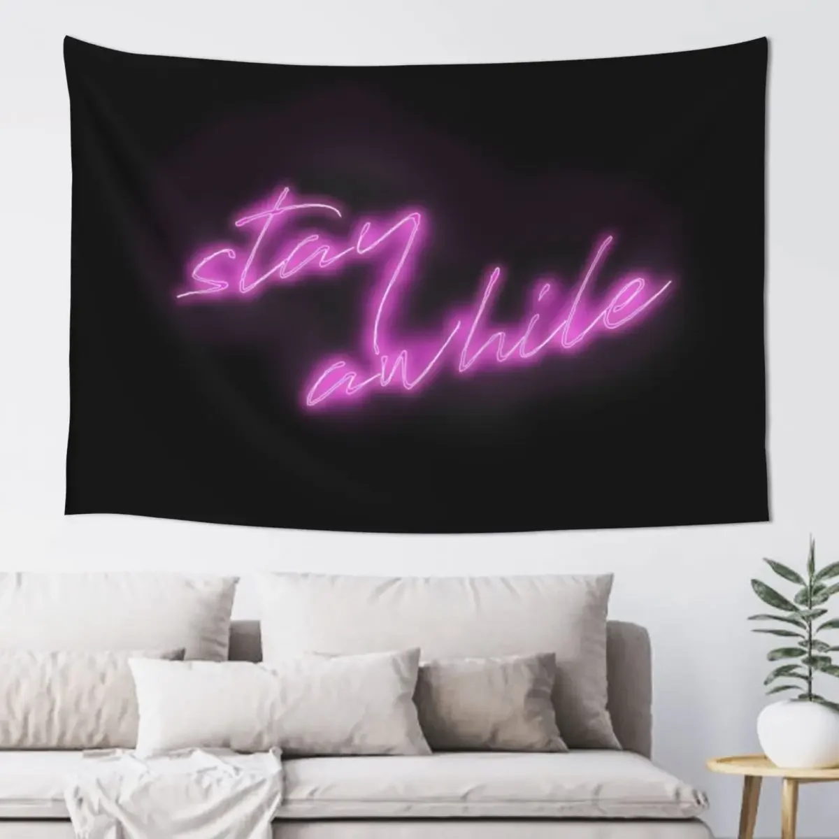 Stay Awhile Neon Sign Tapestry Wall Hangings Decoration Room Decorator Tapestry