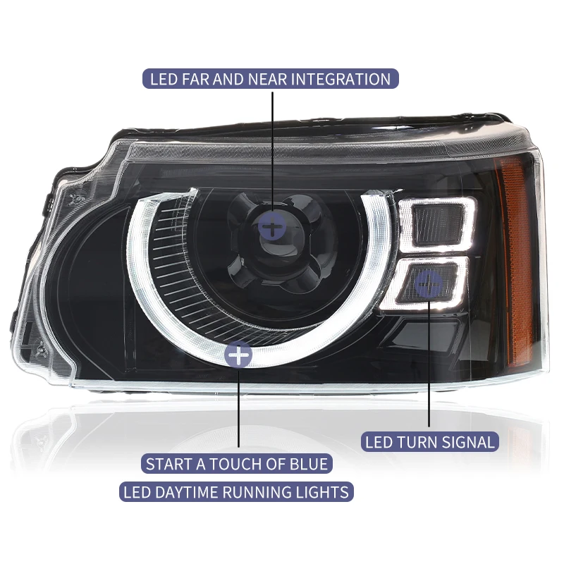 Upgraded L320 Light Emitting Diode Headlight for Range Rover Sport with White Blue and Amber Lighting Options