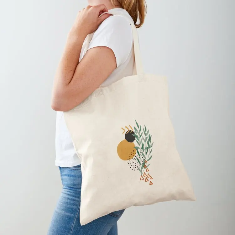 

Eucalyptus Branch Abstract Watercolor Tropical Boho Minimalist Art with warm earthy tones and pastel colors with solid Tote Bag