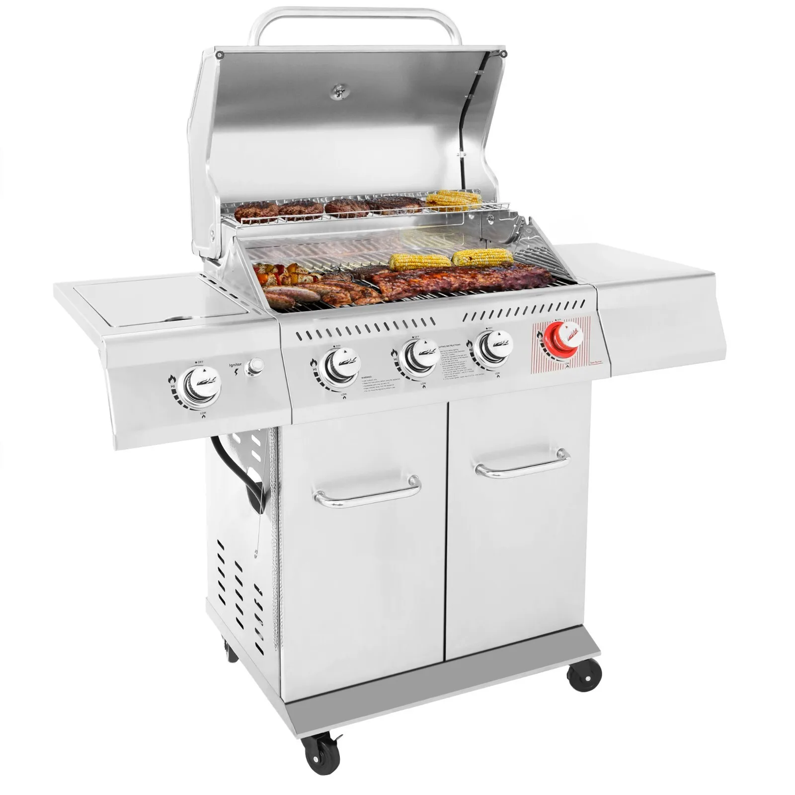 

4-Burner BBQ Cabinet Style Gas Grill with Sear Burner for Outdoor