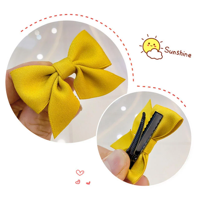 2Pcs Little Girls Princess Hairpins Sweet Style Bow Shape Bangs Clip Set Children Lovely Hair Accessories