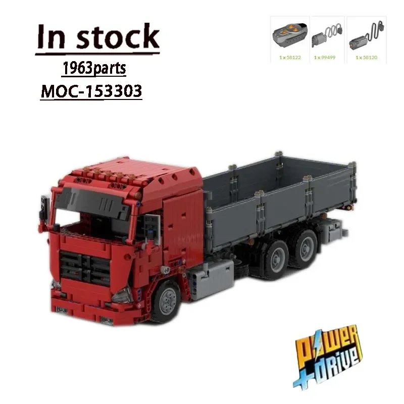 MOC-153303RC Flat European Style Truck Assembly Stitching Building Block Model 1963 Parts Kids Birthday Building Blocks Toy Gift