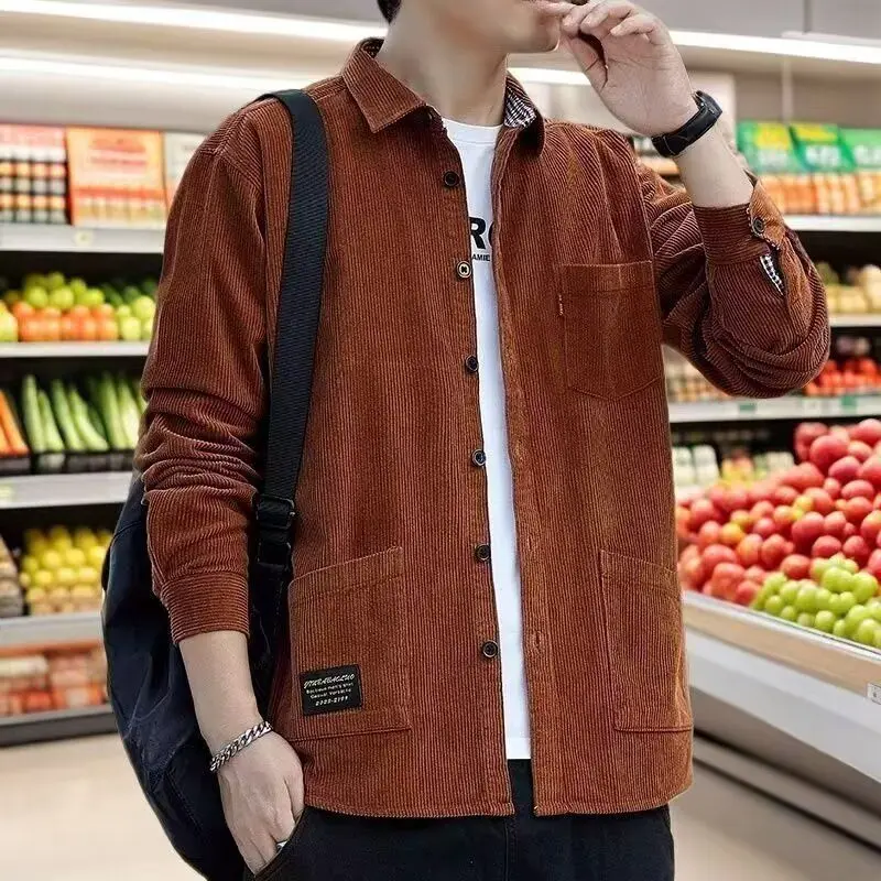 

New Men's Casual Loose Shirt Autumn Fashion Small Audience Design Top Casual All-Match Outerwear Standard Fit Long Sleeve