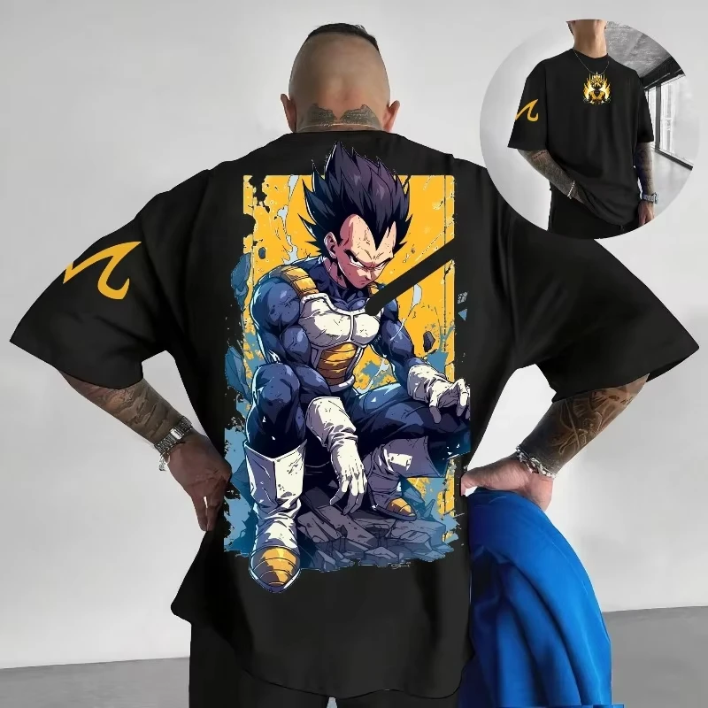 تي شيرت Anime Dragon Ball للرجال للجنسين عالي الجودة من القطن بأكمام قصيرة كلاسيكي أنيق كاجوال ملابس الشارع كبيرة الحجم #3