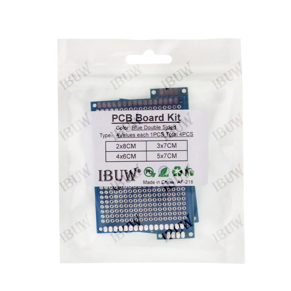 4pcs blue Assorted Size PCB Prototype Board 2x8/4x6/5x7CM Universal Breadboard for Arduino DIY Electronics kit 3x7