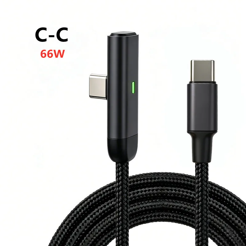 Kabel USB A do Type C z nylonową oplotką, kątowy 90 stopni, 5A 66W, szybkie ładowanie, 1m/2m/3m, do iPhone, Samsung, Huawei — zdjęcie produktu 2
