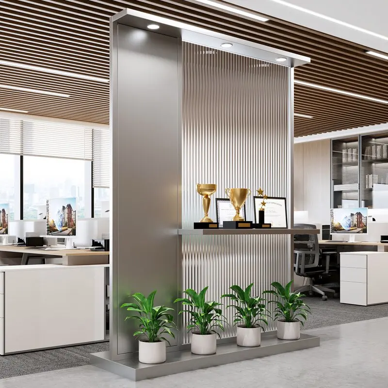 Entry screen company entrance entrance front desk office mobile partition wall