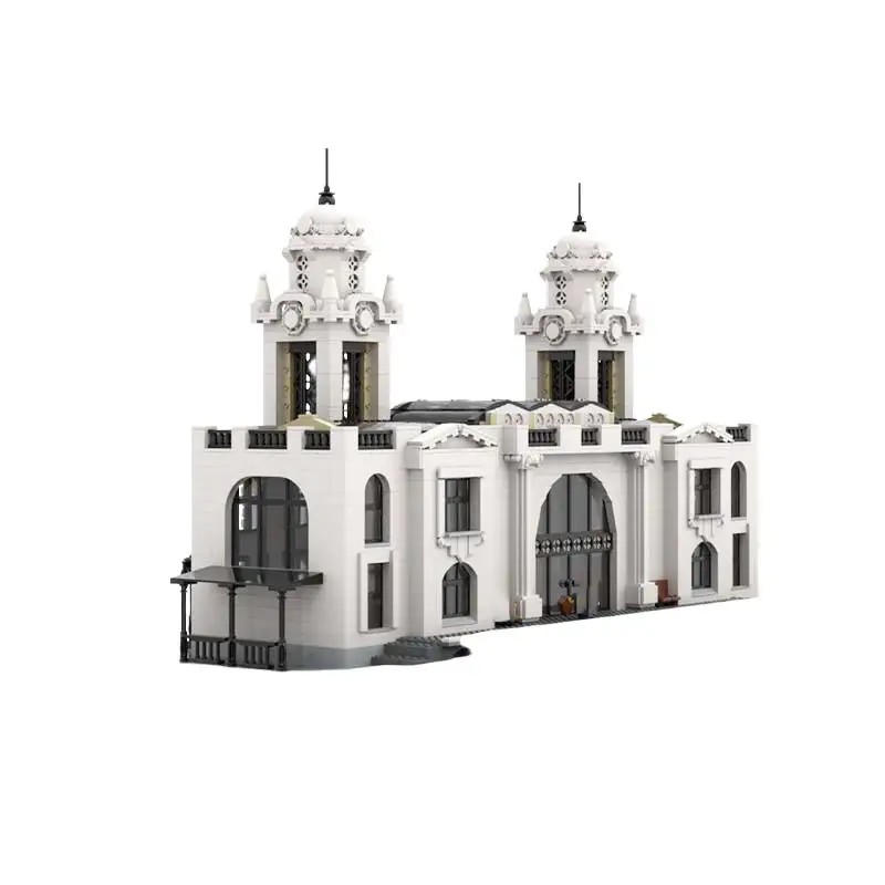 MOC Street View Union Train Station Building Blocks Set Modular Railway Architecture Model DIY Bricks Toy Gift For Adults Kids