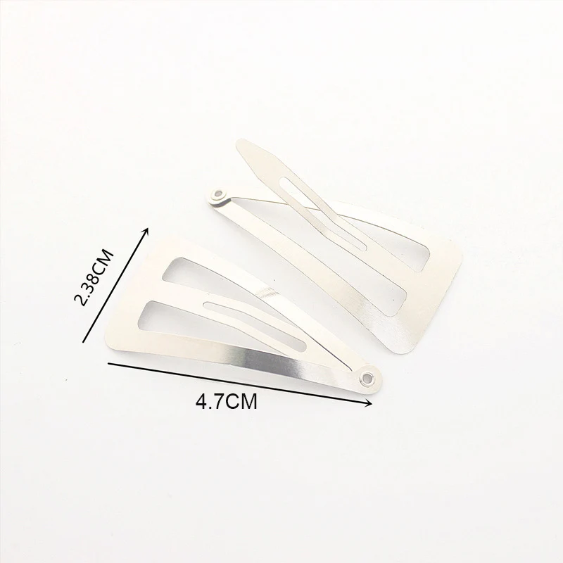 10PCS 4.7CM 6.7CM Nickle Silver Triangle Metal Snap clips For Women Side Hairpins Plain Hair Barrettes for DIY Hair Accessories